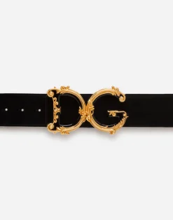 Leather belt with DG baroque logo