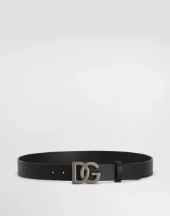 Leather belt with DG logo