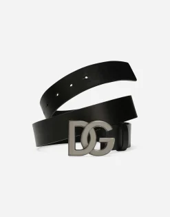 Leather belt with DG logo
