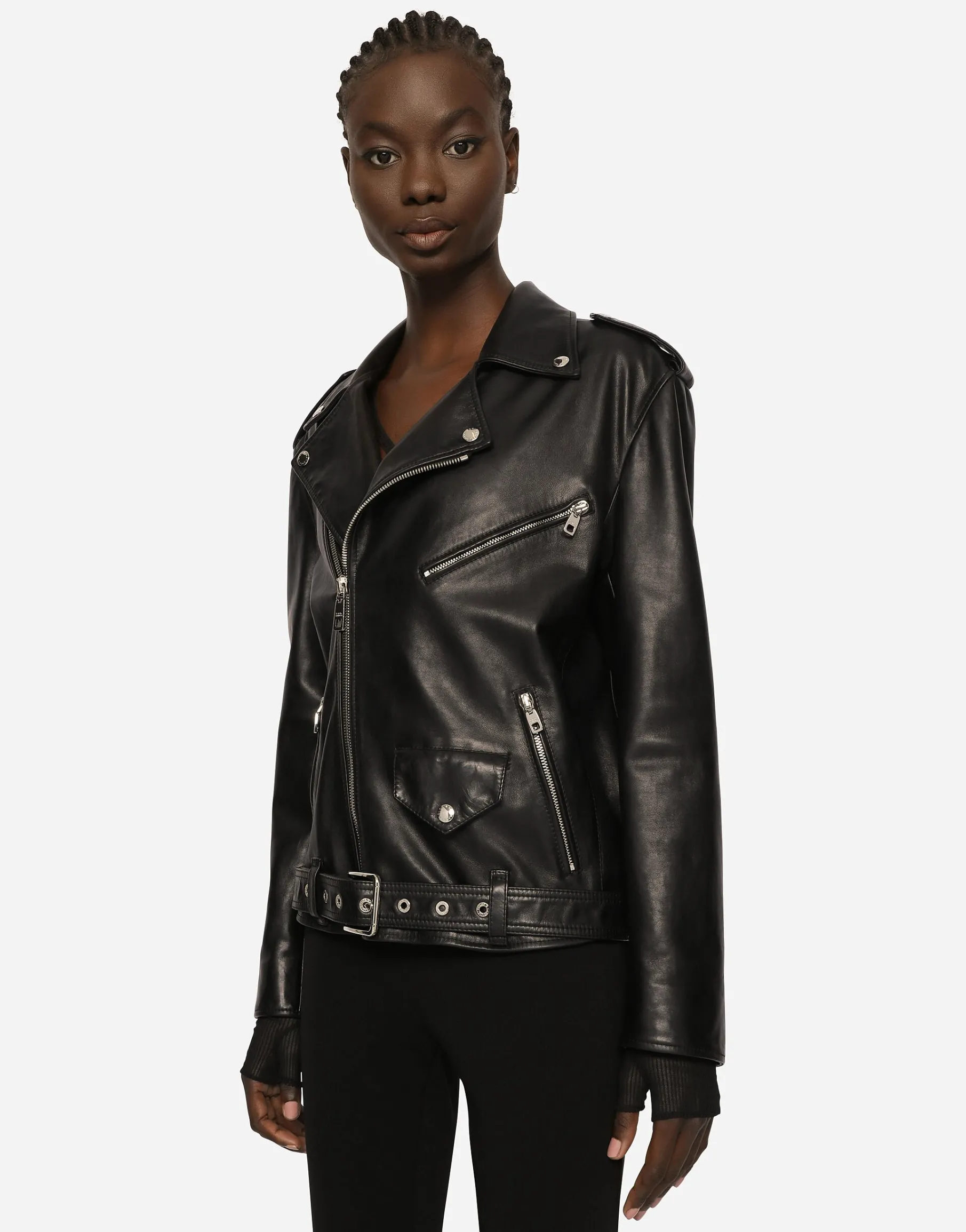 Leather biker jacket
