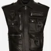 Leather vest with multiple pockets