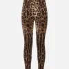 Leggings in charmeuse with leopard print