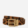 Leopard print belt with pony hair effect
