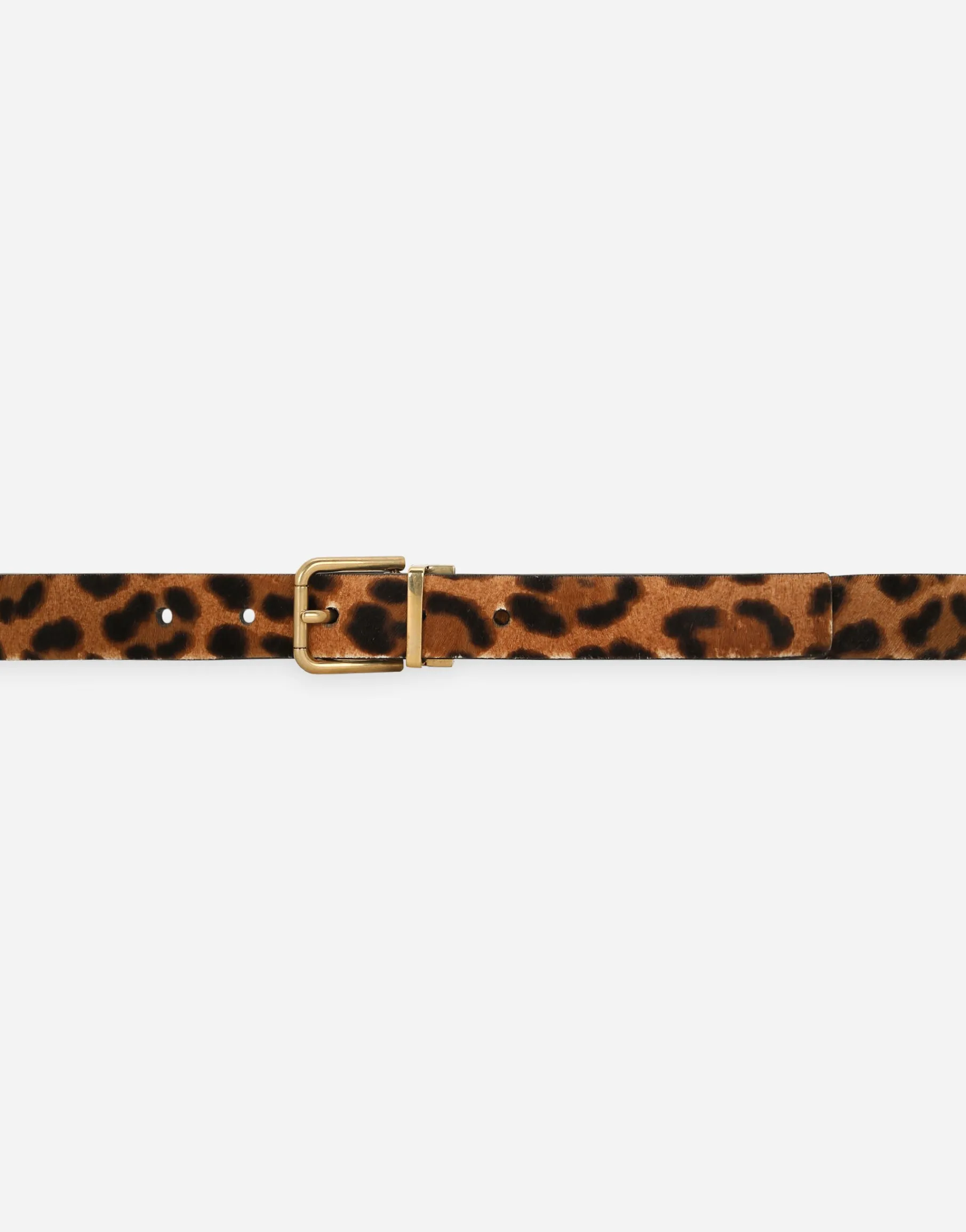 Leopard print belt with pony hair effect