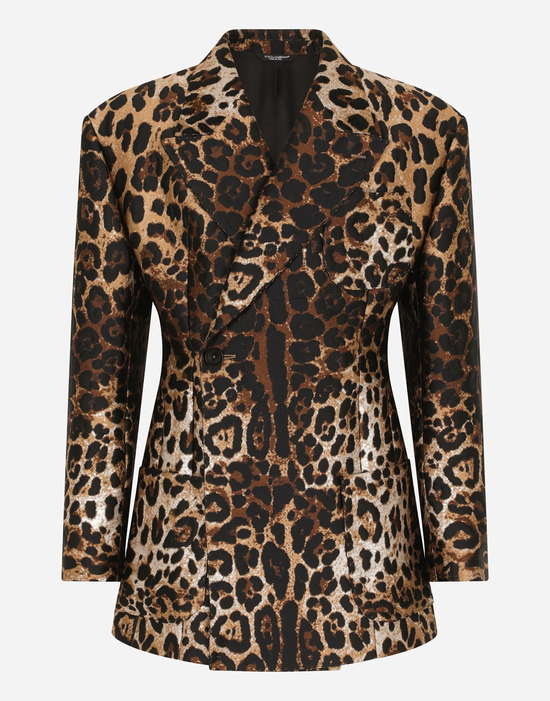 Leopard-design jacquard jacket