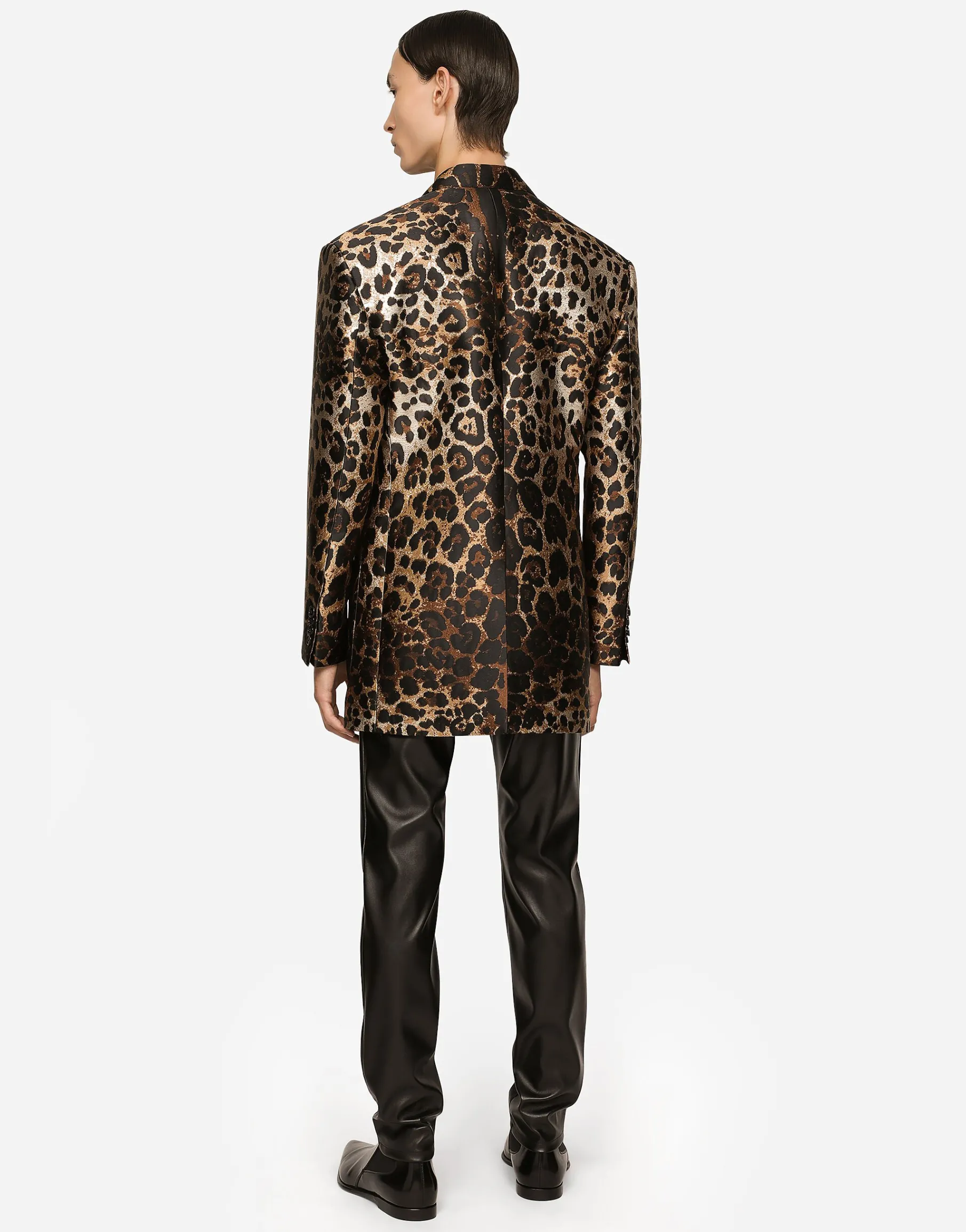 Leopard-design jacquard jacket