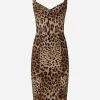 Leopard-print cady corset-style midi dress