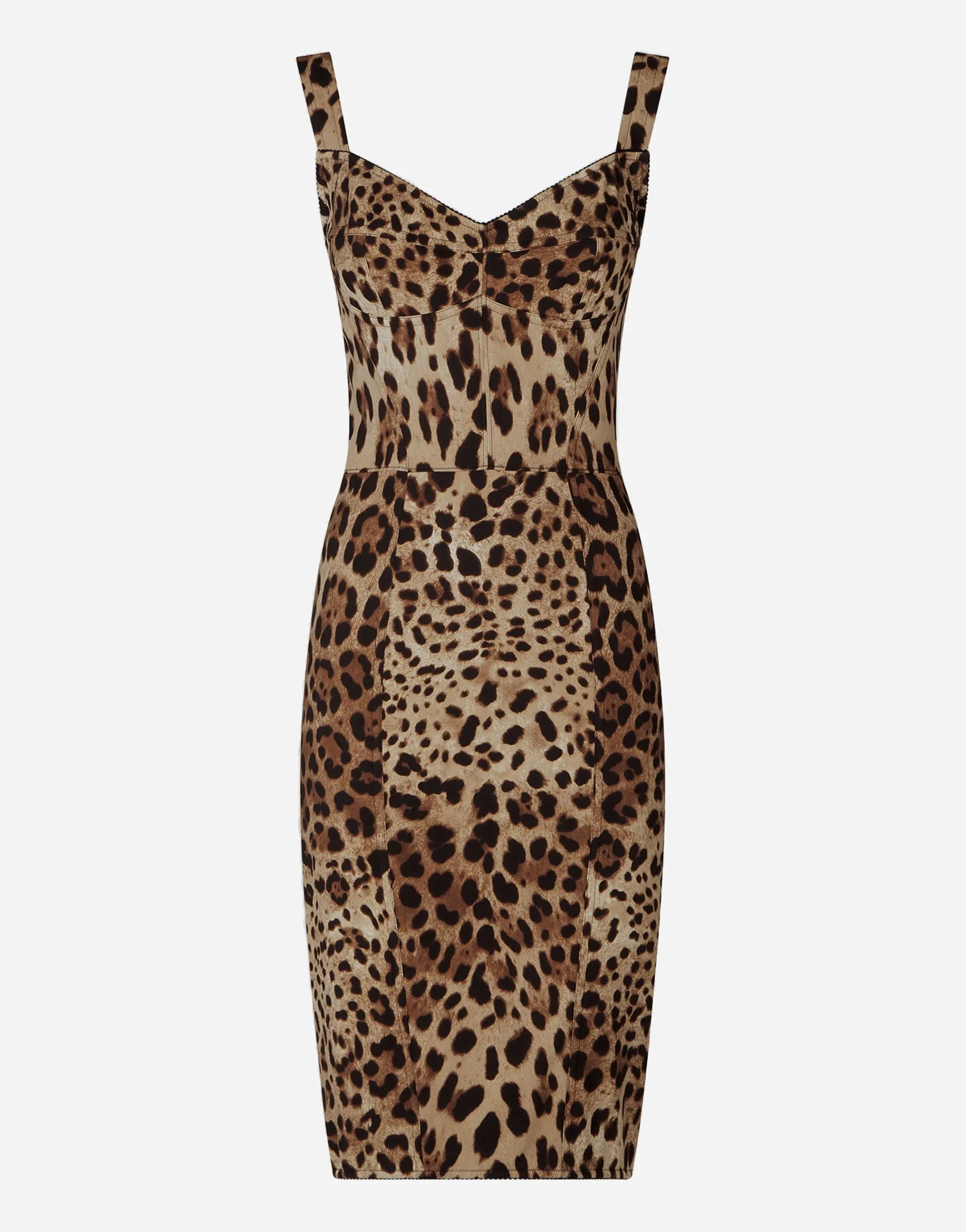 Leopard-print cady corset-style midi dress