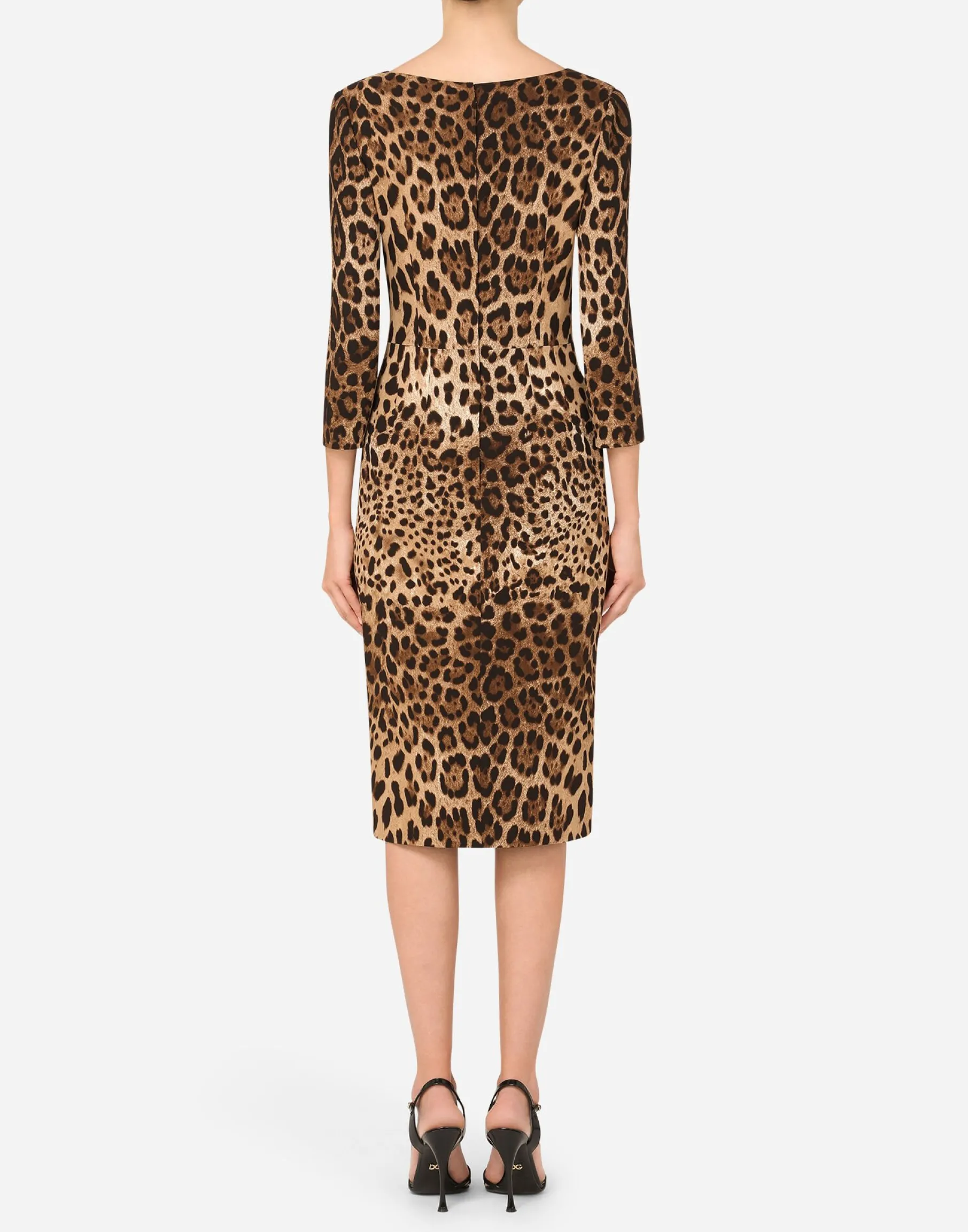 Leopard-print cady midi dress