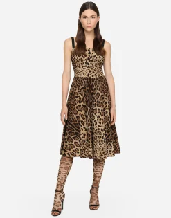 Leopard-print cady wrap dress