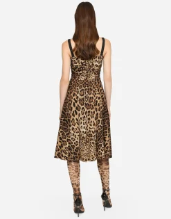 Leopard-print cady wrap dress