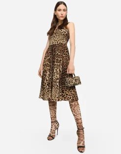 Leopard-print cady wrap dress