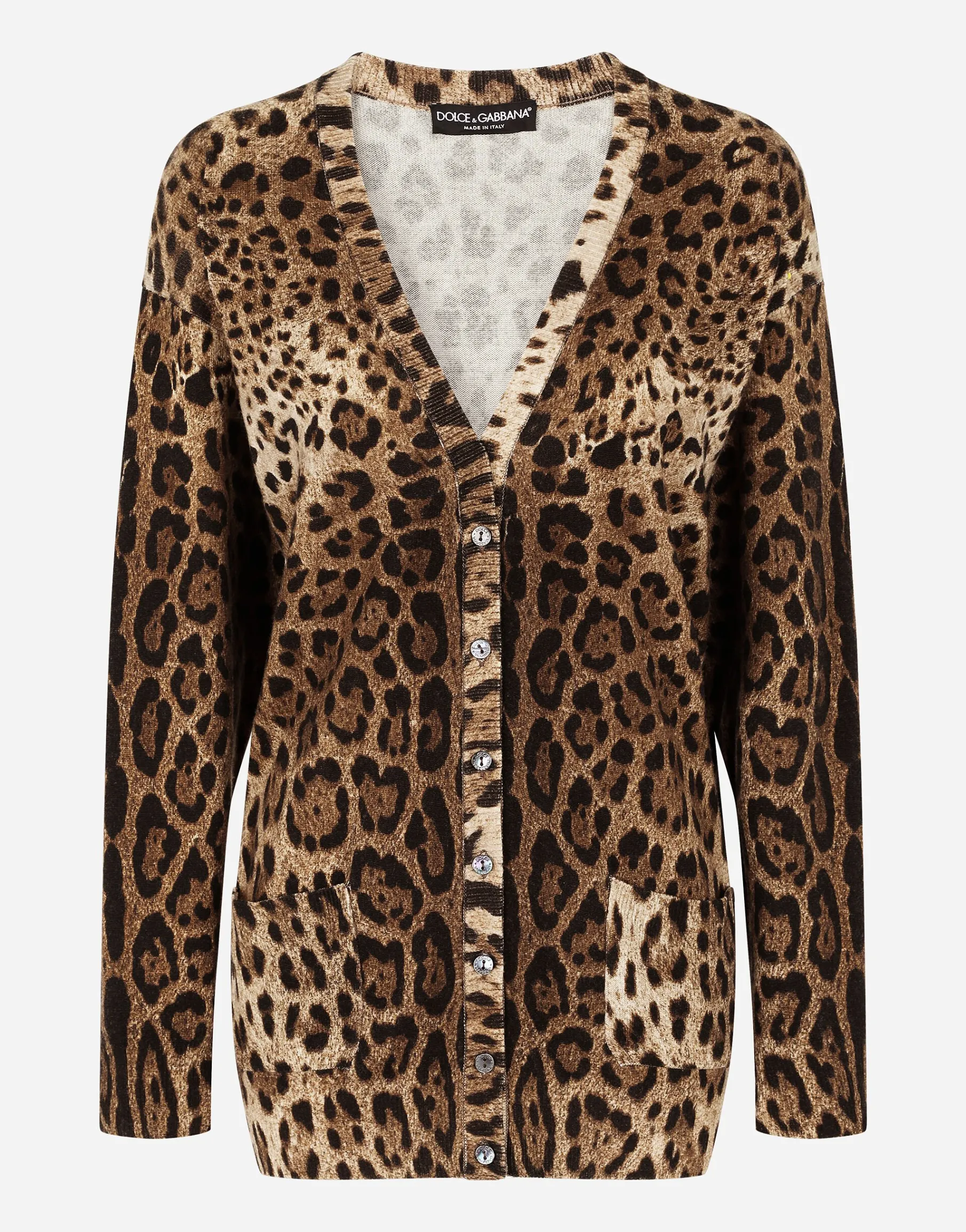 Leopard-print cashmere cardigan