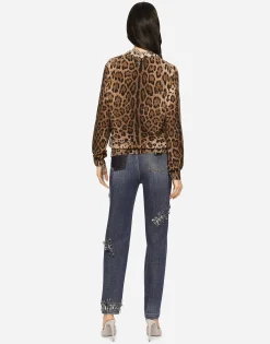 Leopard-print cashmere sweater