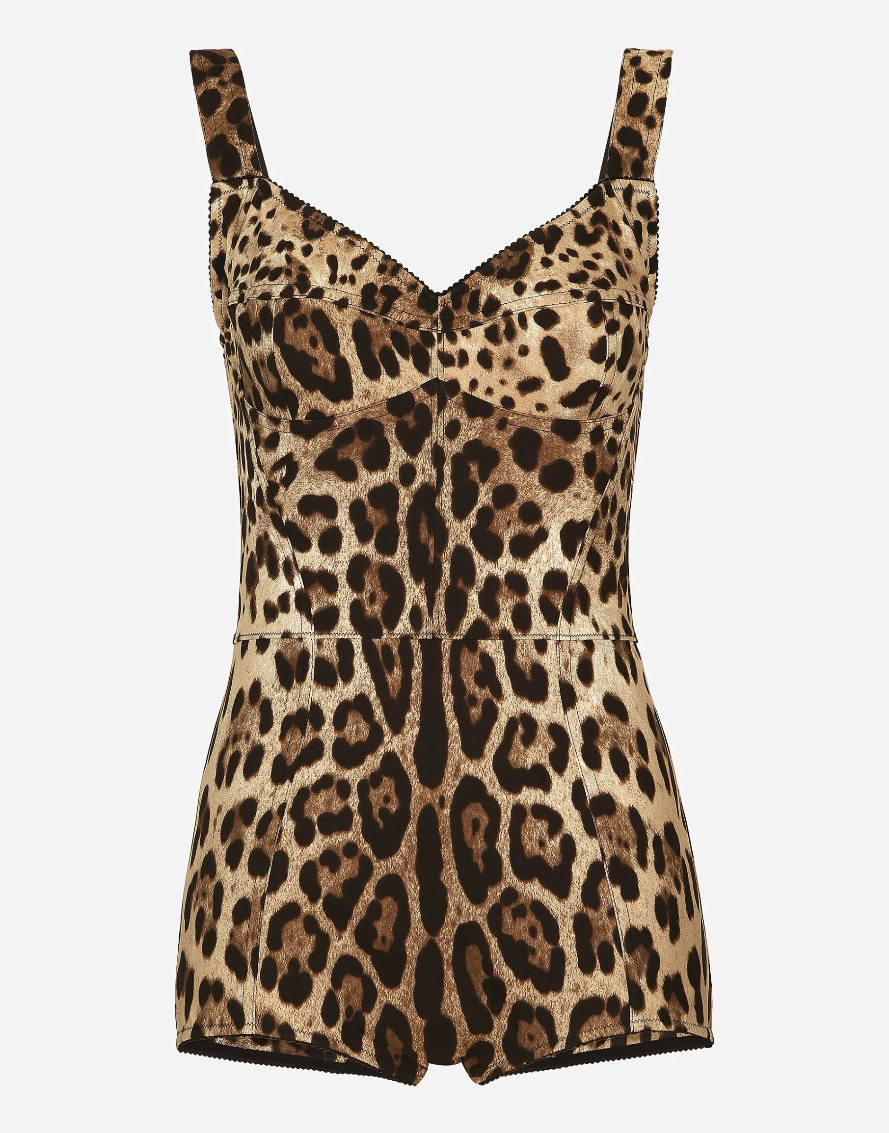 Leopard-print charmeuse bodysuit