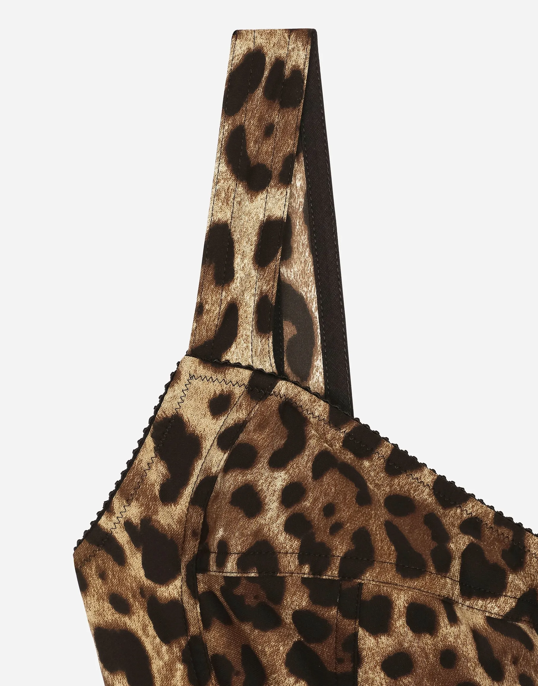 Leopard-print charmeuse bodysuit