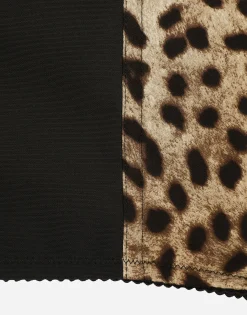 Leopard-print charmeuse bustier top