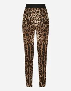 Leopard-print charmeuse leggings