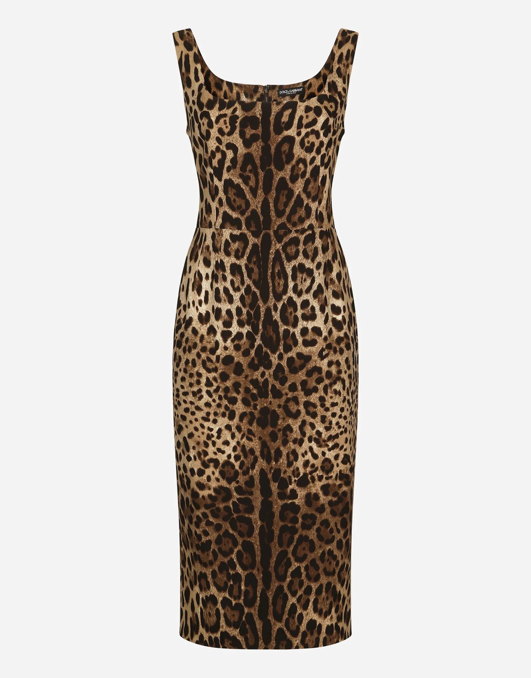 Leopard-print charmeuse midi dress