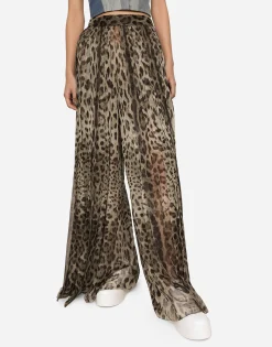 Leopard-print chiffon culottes