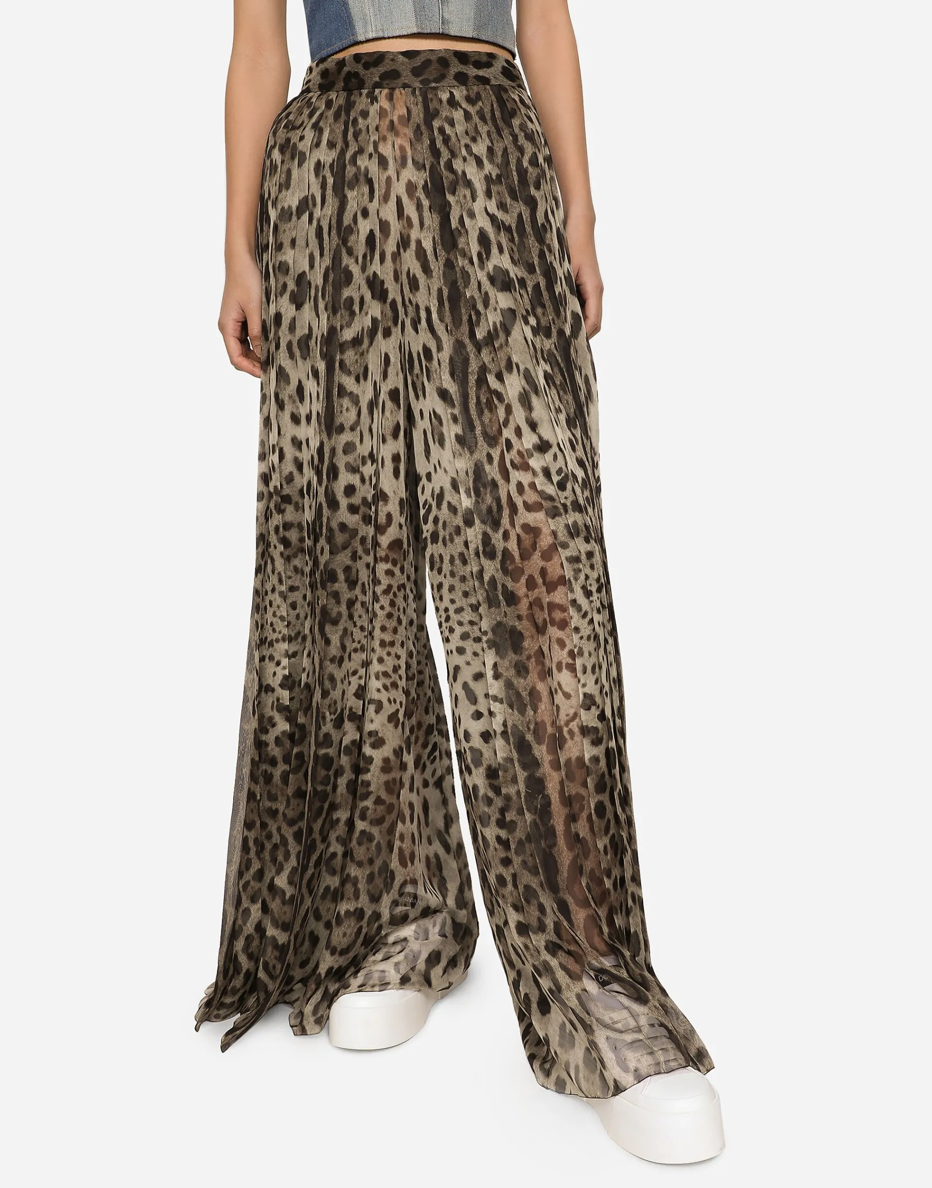 Leopard-print chiffon culottes