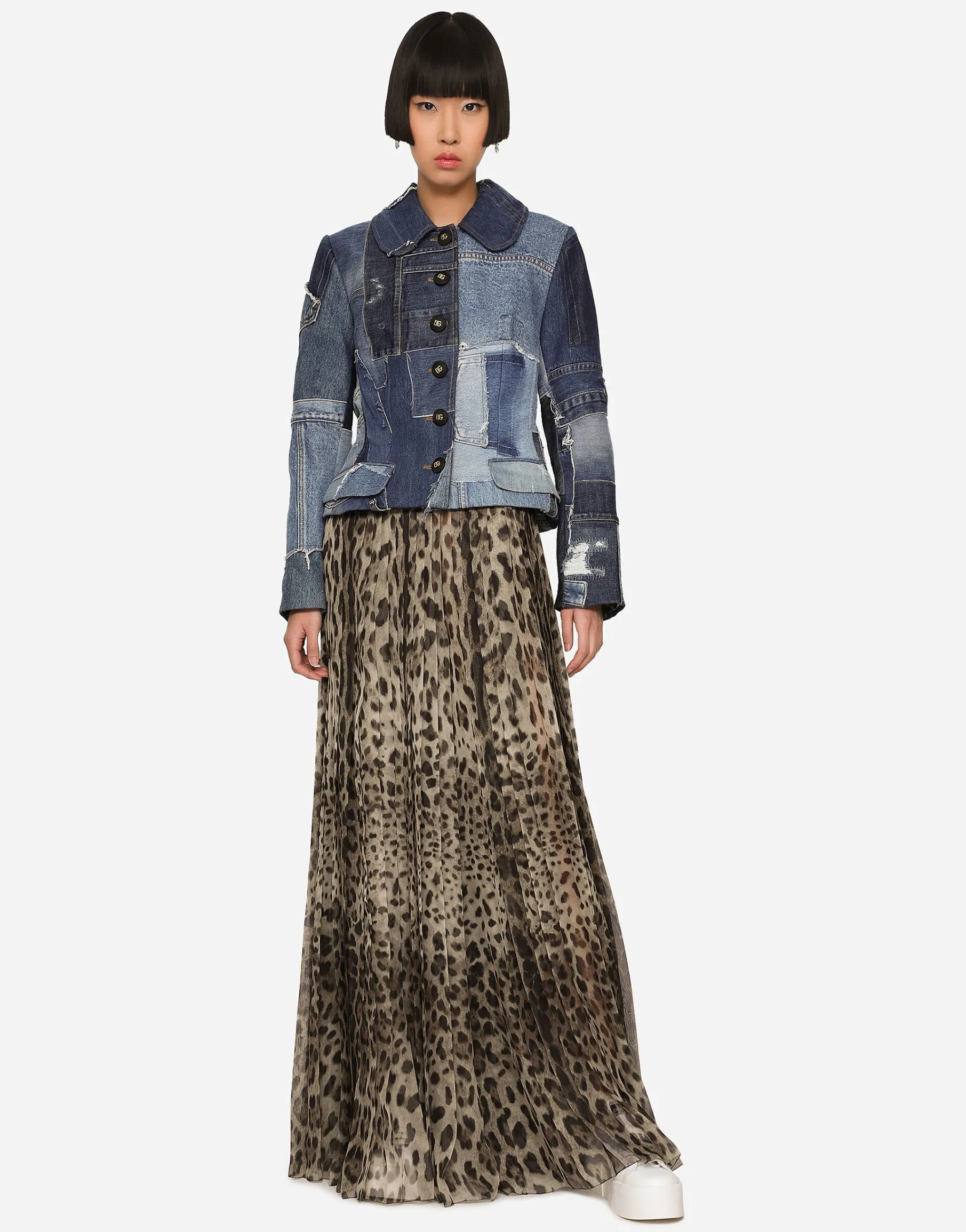 Leopard-print chiffon culottes