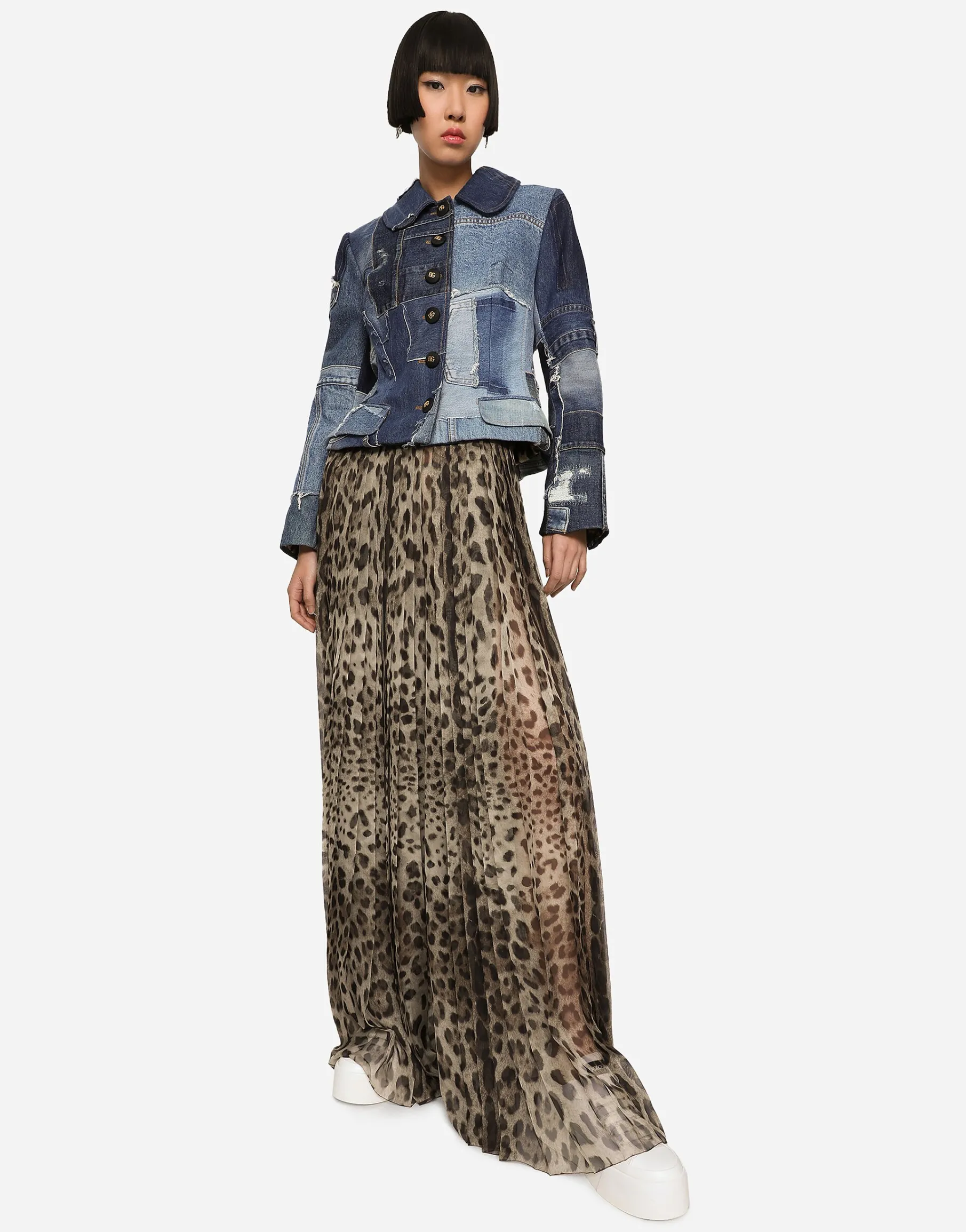 Leopard-print chiffon culottes