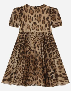 Leopard-print chiffon midi dress