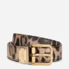 Leopard-print Crespo belt with branded plate