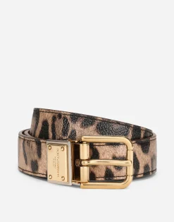 Leopard-print Crespo belt with branded plate