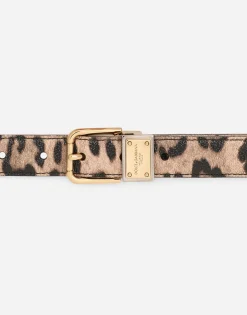 Leopard-print Crespo belt with branded plate