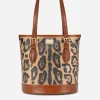 Leopard-print Crespo bucket bag with branded plate