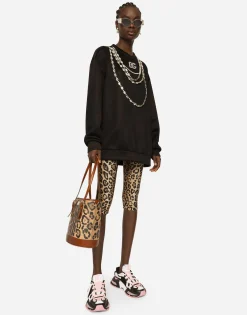 Leopard-print Crespo bucket bag with branded plate