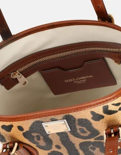 Leopard-print Crespo bucket bag with branded plate