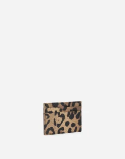 Leopard-print Crespo card holder with branded plate