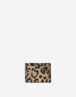 Leopard-print Crespo card holder with branded plate