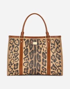 Leopard-print Crespo shopper with branded plate