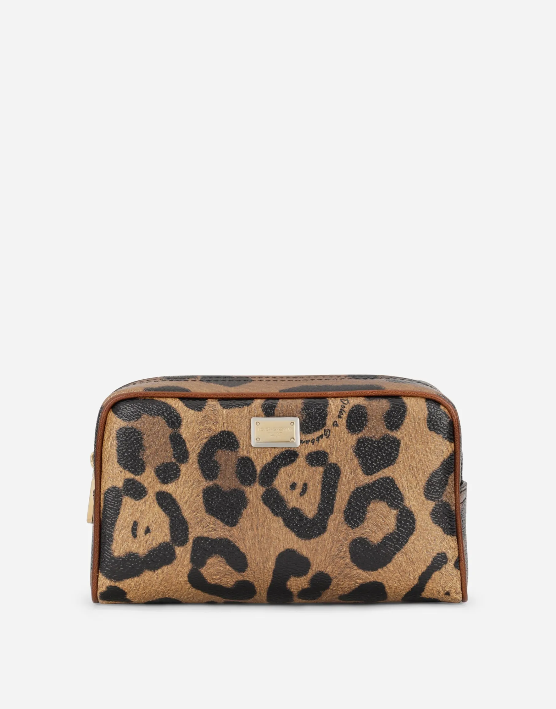 Leopard-print Crespo toiletry bag with branded plate