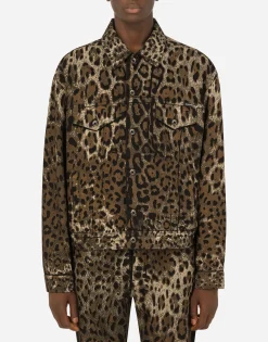 Leopard-print denim jacket