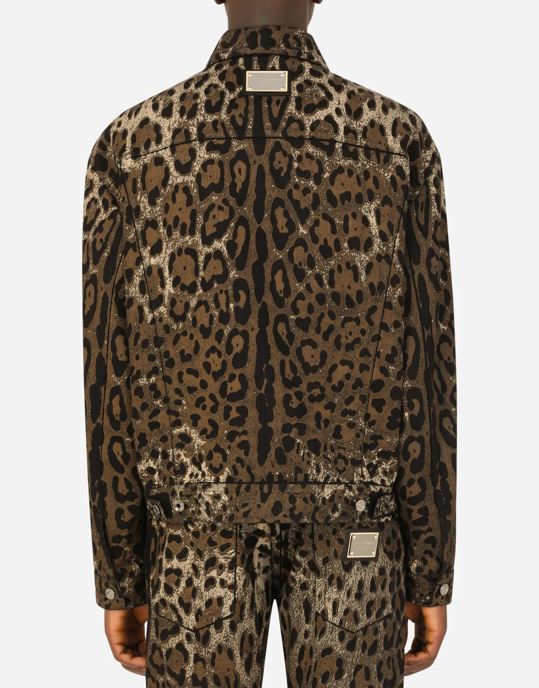 Leopard-print denim jacket