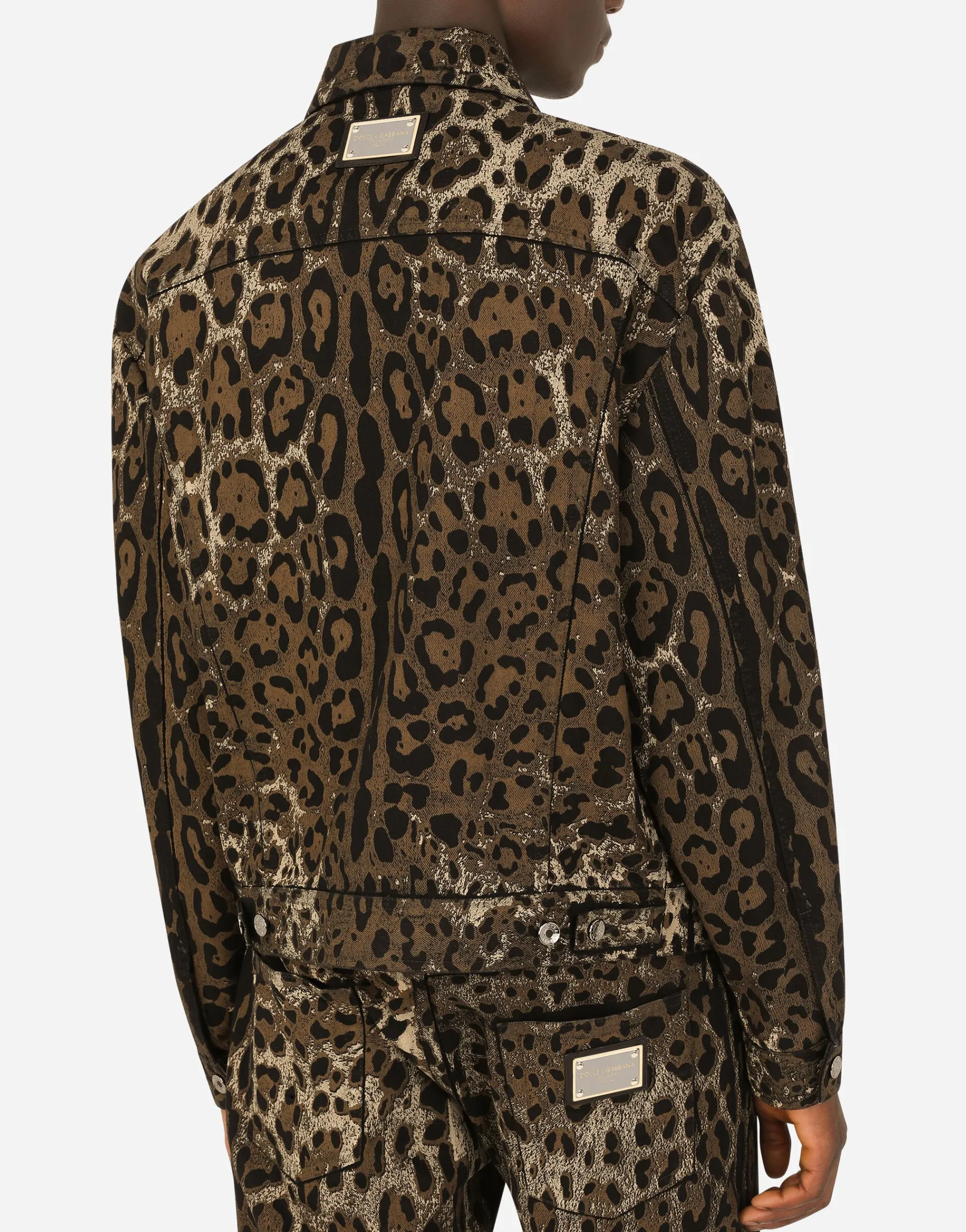 Leopard-print denim jacket