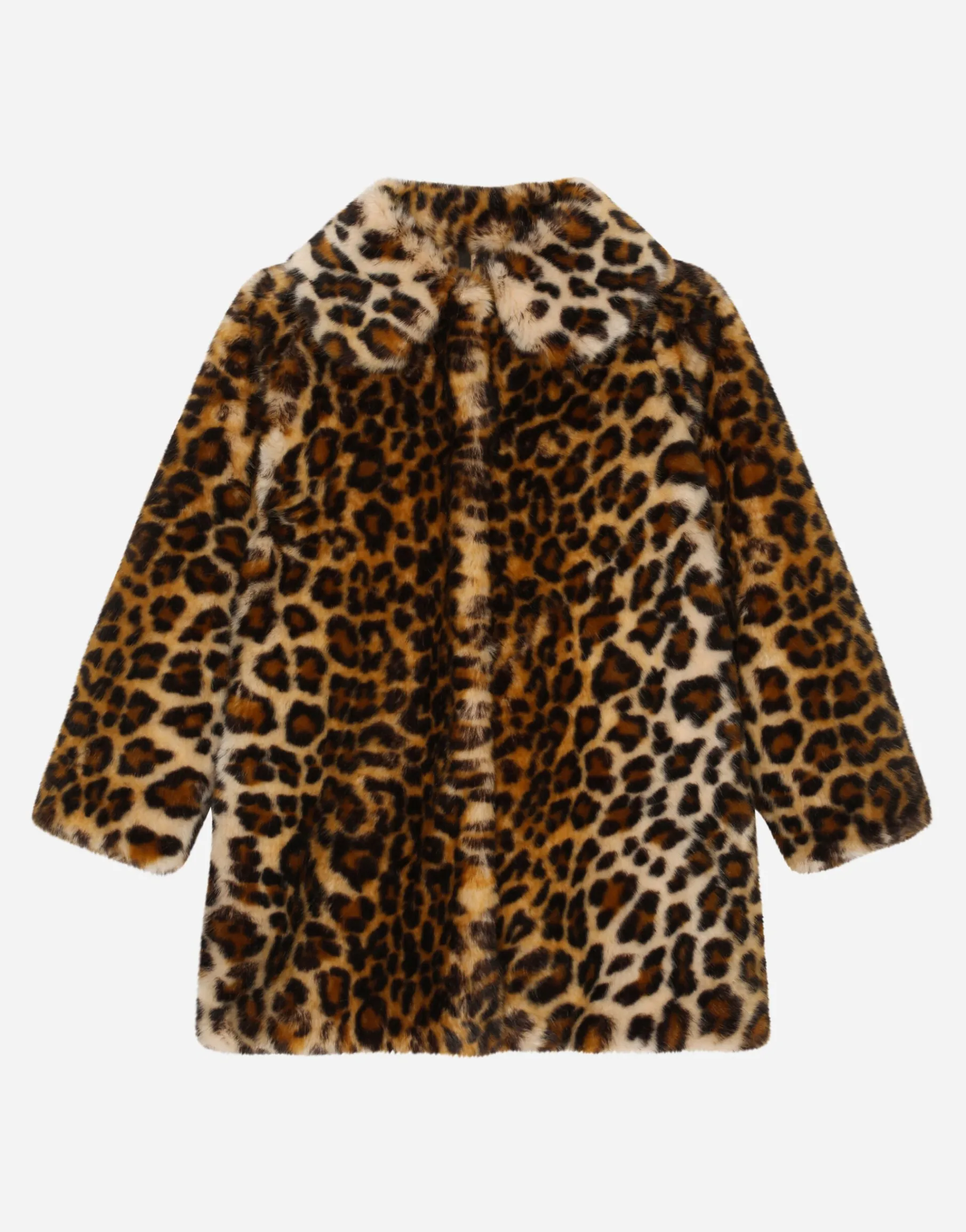 Leopard-print faux fur coat