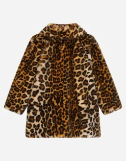 Leopard-print faux fur coat