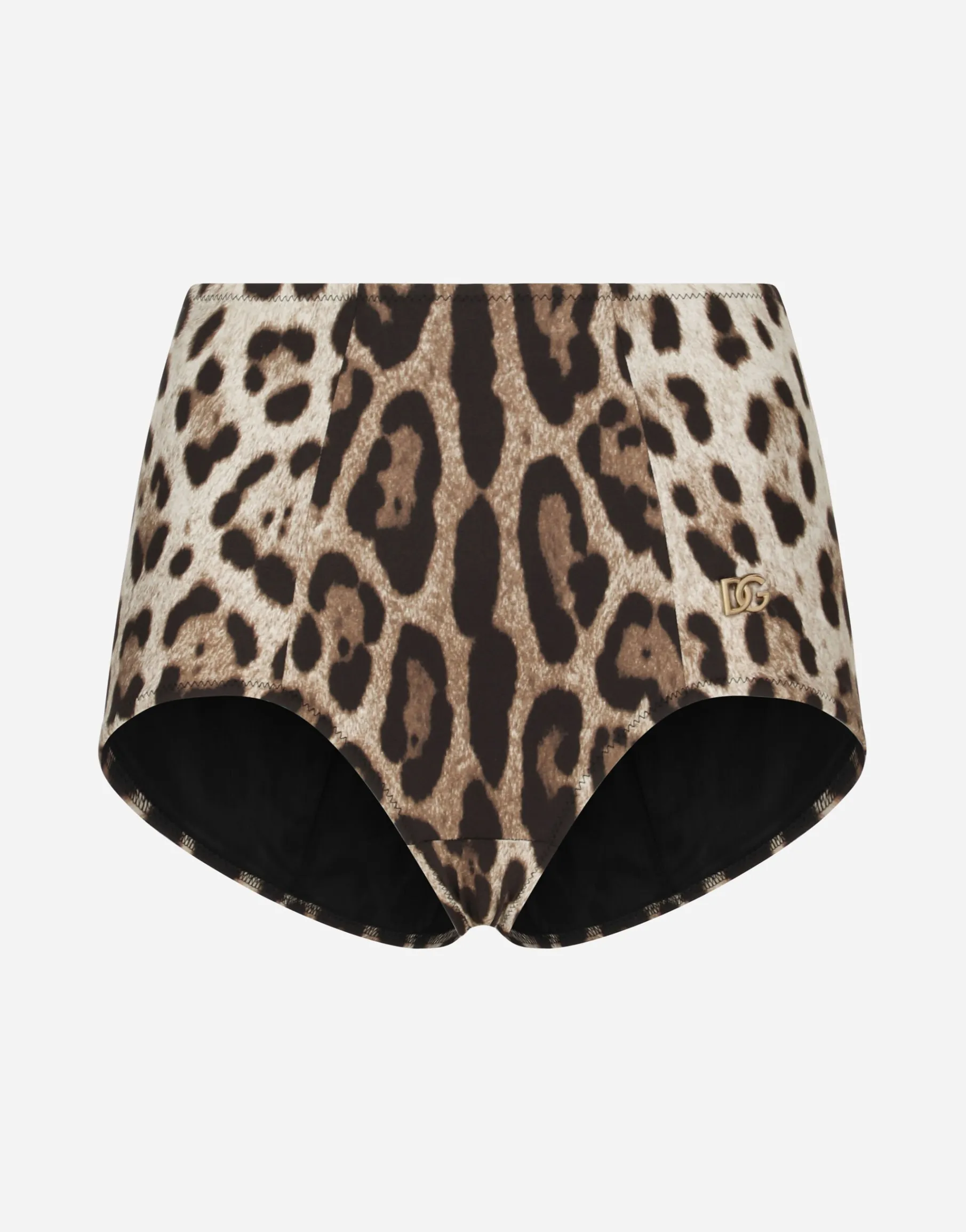 Leopard-print high-waisted bikini bottoms