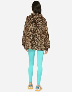 Leopard-print nylon anorak
