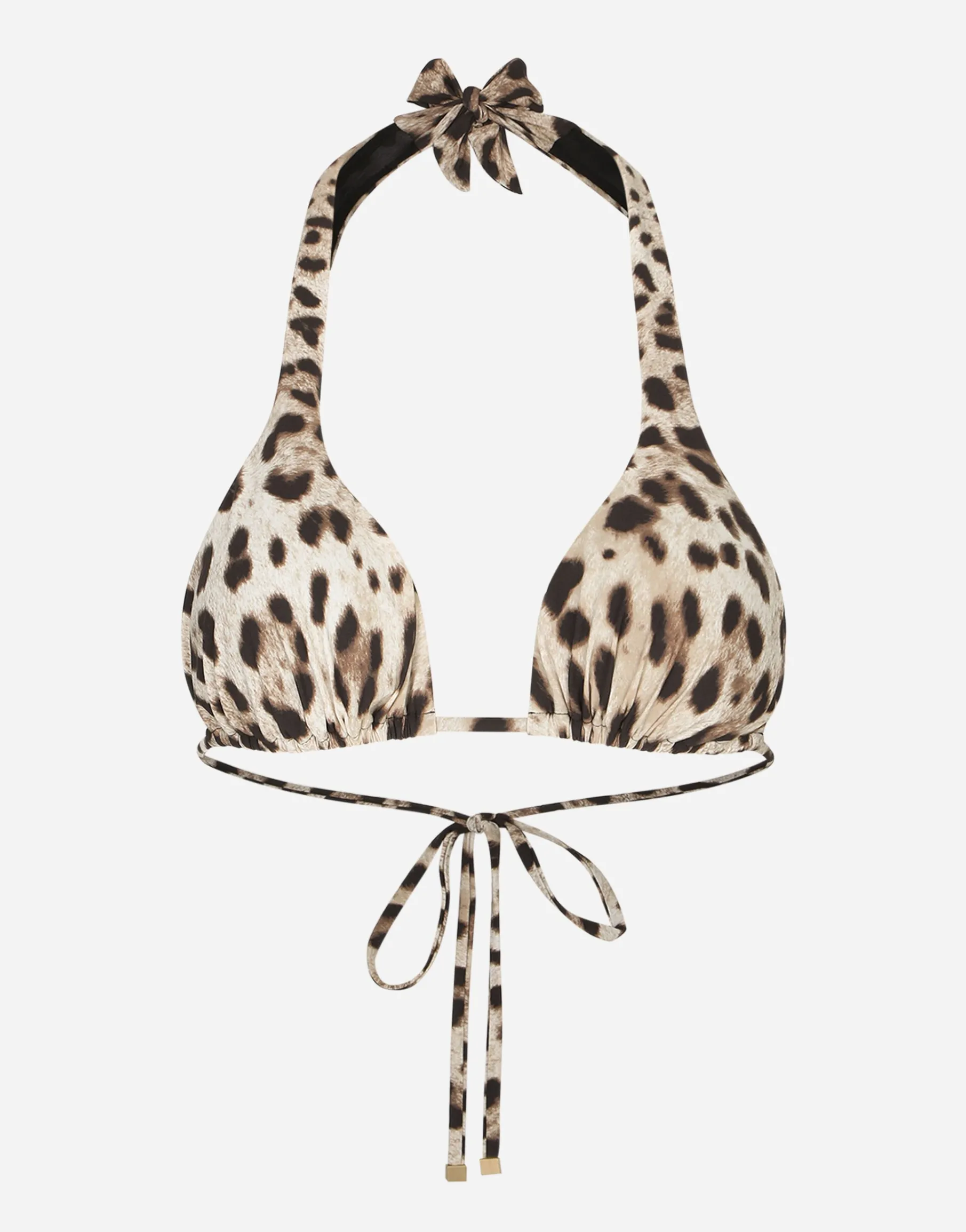 Leopard-print padded triangle bikini top
