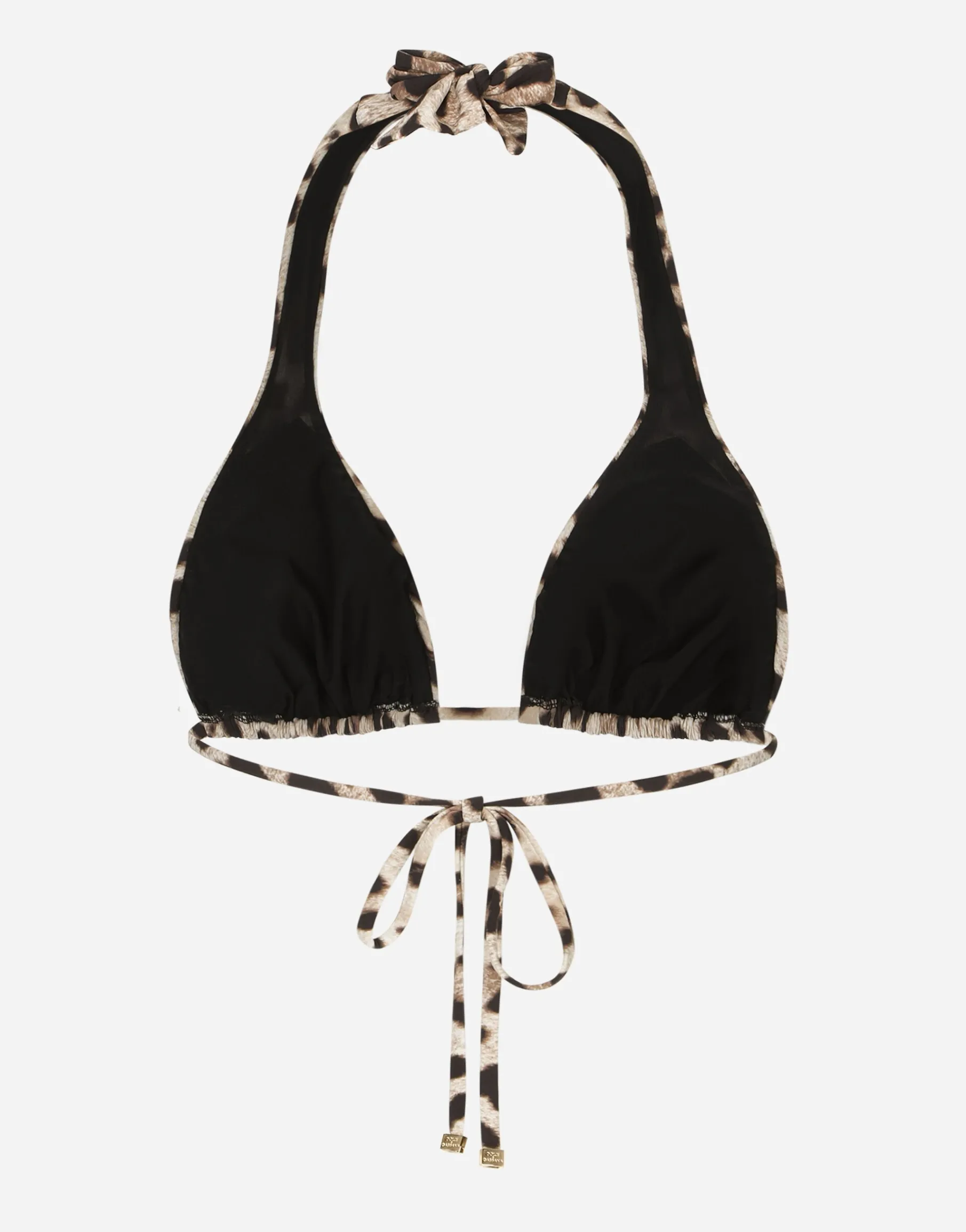 Leopard-print padded triangle bikini top