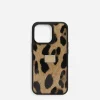Leopard-print polished calfskin iPhone 14 Pro cover