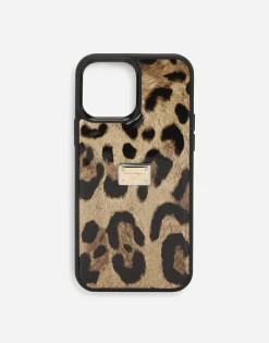 Leopard-print polished calfskin iPhone 14 Pro Max cover