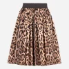 Leopard-print poplin circle skirt